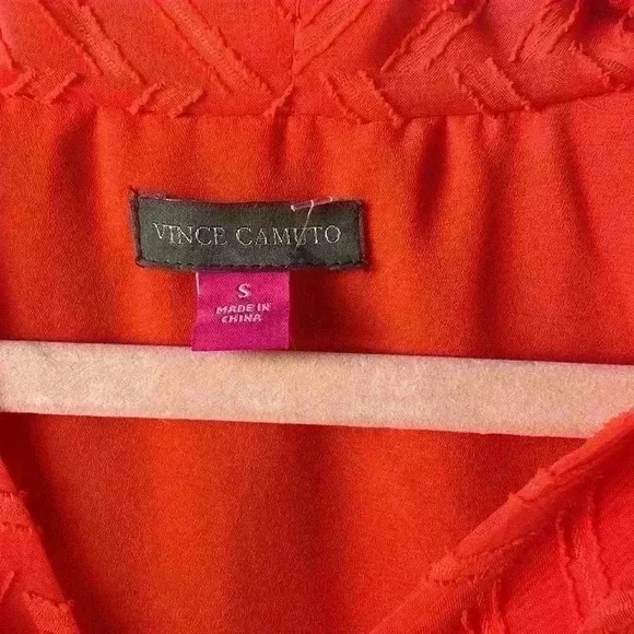 VINCE CAMUTO- NWT Orange Citrus Splash Ruffled Sleeves Blouse Sz Small - Picture 3 of 15